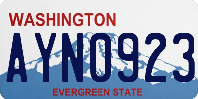 WA license plate AYN0923