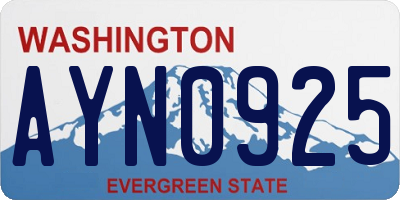 WA license plate AYN0925