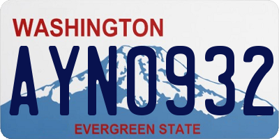 WA license plate AYN0932