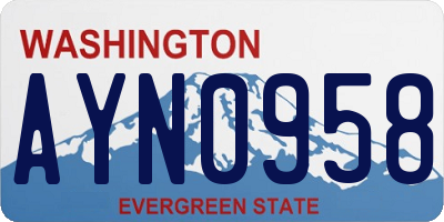 WA license plate AYN0958