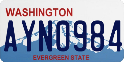 WA license plate AYN0984