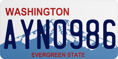 WA license plate AYN0986