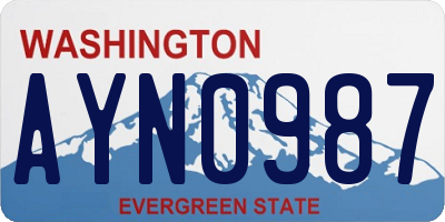 WA license plate AYN0987