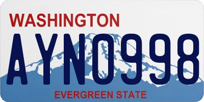 WA license plate AYN0998
