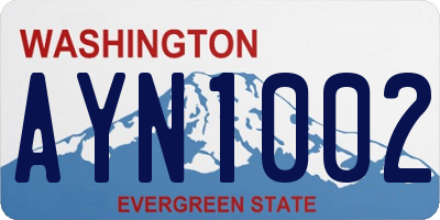 WA license plate AYN1002