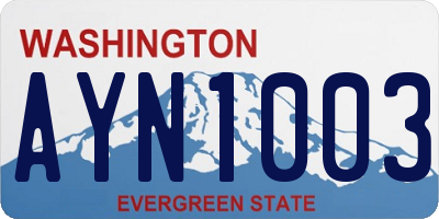 WA license plate AYN1003