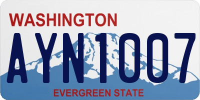 WA license plate AYN1007