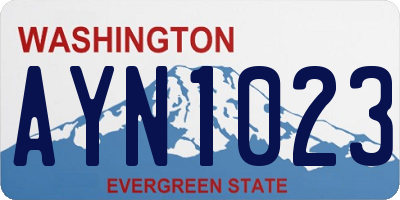 WA license plate AYN1023