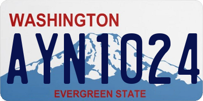 WA license plate AYN1024