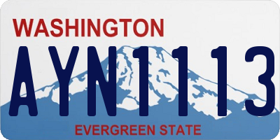 WA license plate AYN1113