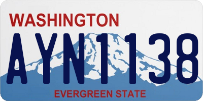 WA license plate AYN1138