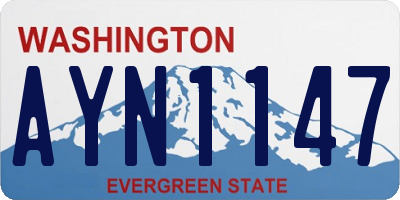 WA license plate AYN1147