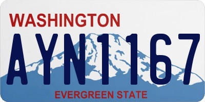 WA license plate AYN1167
