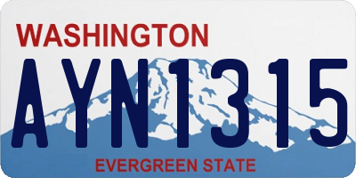 WA license plate AYN1315