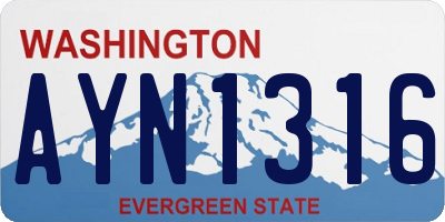 WA license plate AYN1316