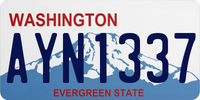 WA license plate AYN1337