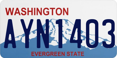 WA license plate AYN1403