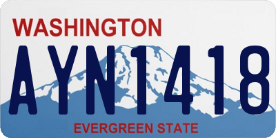 WA license plate AYN1418