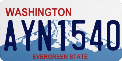 WA license plate AYN1540