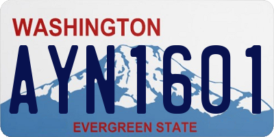 WA license plate AYN1601