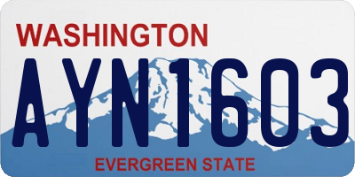 WA license plate AYN1603