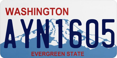 WA license plate AYN1605