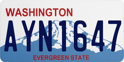 WA license plate AYN1647
