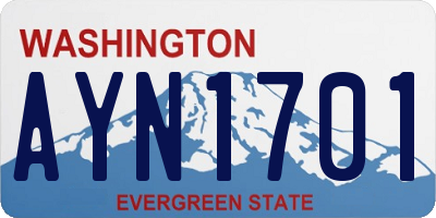 WA license plate AYN1701