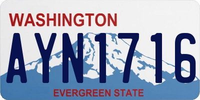WA license plate AYN1716