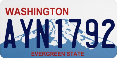 WA license plate AYN1792