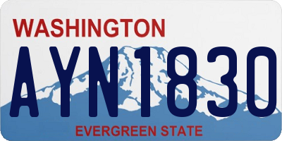 WA license plate AYN1830