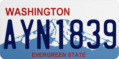 WA license plate AYN1839