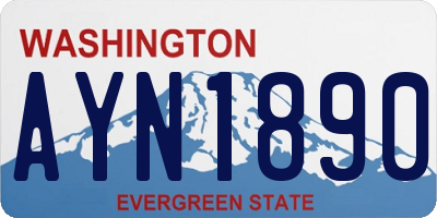 WA license plate AYN1890
