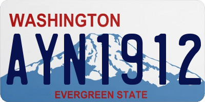 WA license plate AYN1912