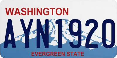 WA license plate AYN1920