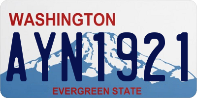 WA license plate AYN1921
