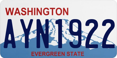 WA license plate AYN1922