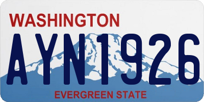 WA license plate AYN1926