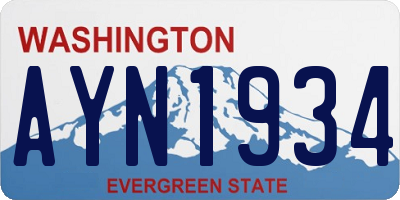 WA license plate AYN1934