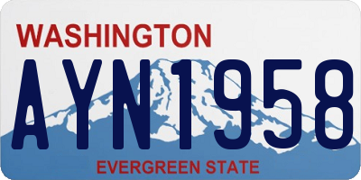 WA license plate AYN1958