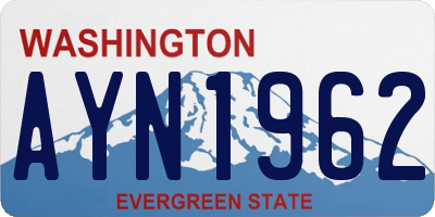 WA license plate AYN1962
