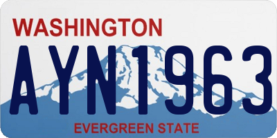 WA license plate AYN1963