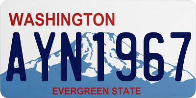 WA license plate AYN1967