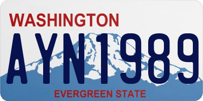 WA license plate AYN1989