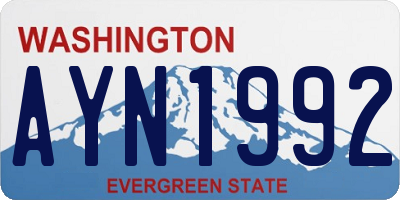 WA license plate AYN1992