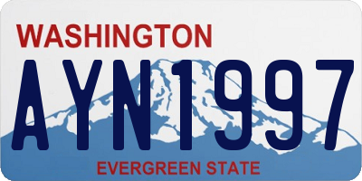 WA license plate AYN1997