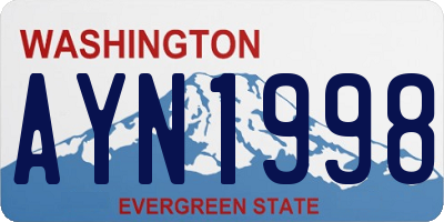 WA license plate AYN1998
