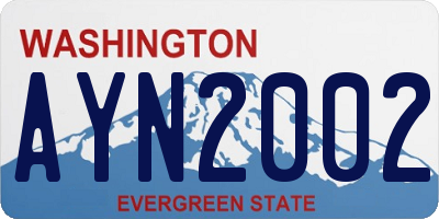 WA license plate AYN2002