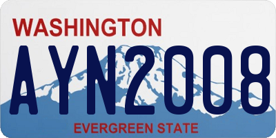 WA license plate AYN2008