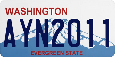 WA license plate AYN2011